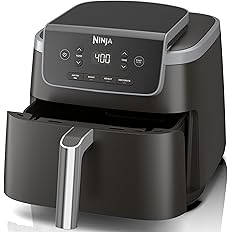 Ninja Air Fryer with Air Crisp | 5 QT Capacity fits up to 4lbs of Fries | 4-in-1 Pro Air Fry, Roast, Reheat, Dehydrate | 400°F Max Temp | 1750 Watts | W/Nonstick Basket & Crisper Plate | Grey | AF141